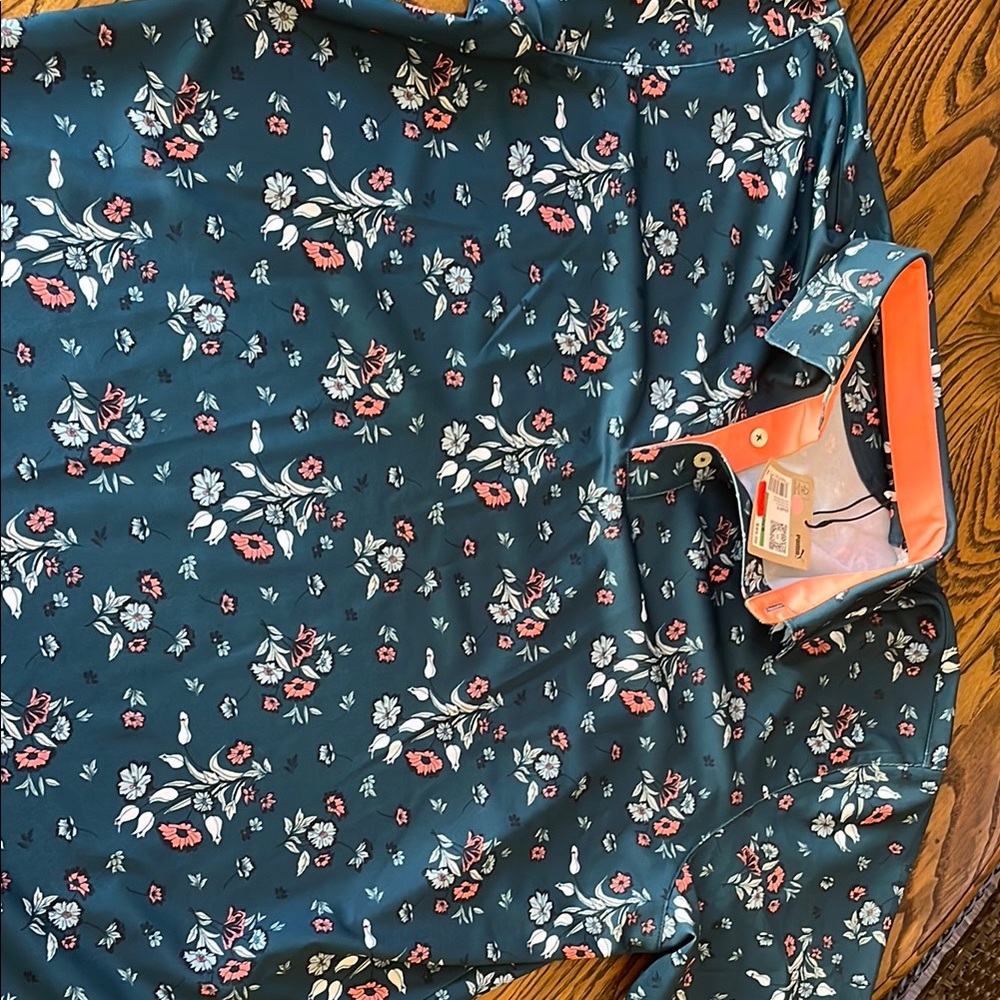 Floral Men's Shirt - Green and Red
